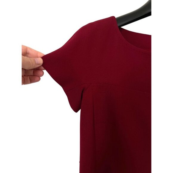 Max Mara Wool Sheath Shift Dress Sz 4 Deep Red Boat Neckline Preppy - Picture 6 of 9